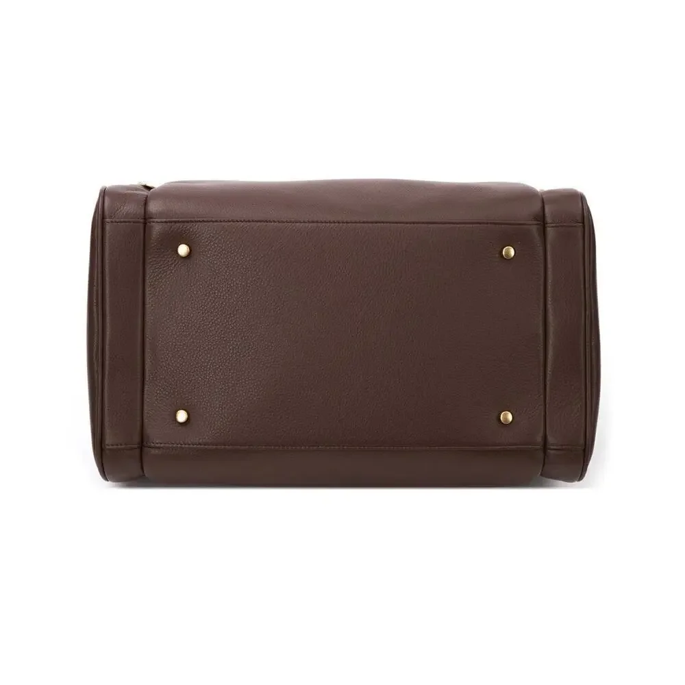 Brandon Blackwood  Medium Duffle Bag in Brown Grain Leather with Brass H…